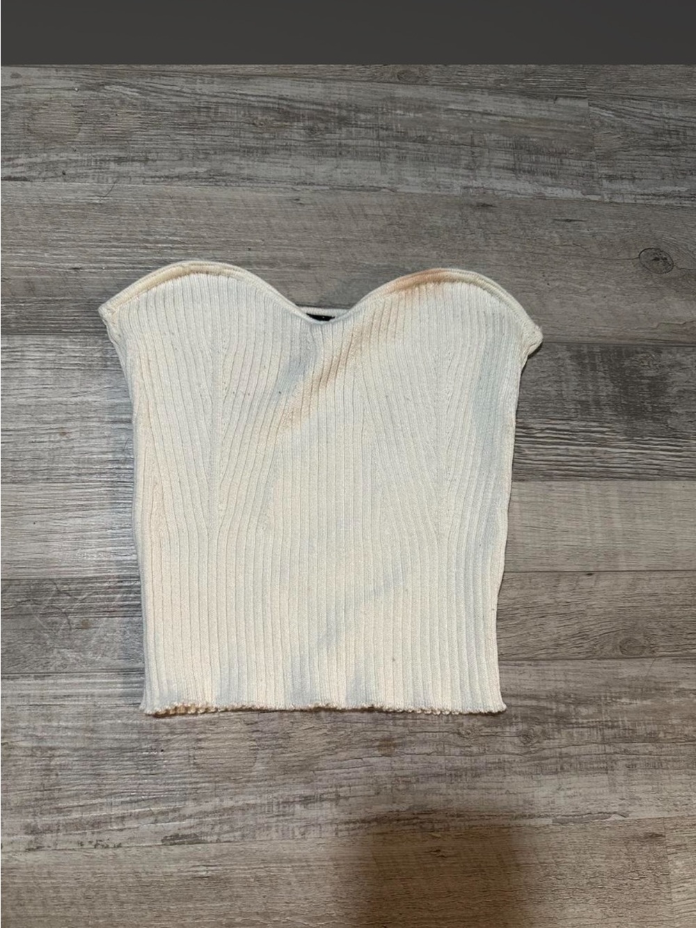 Women’s Cream Ribbed Strapless Bustier Top